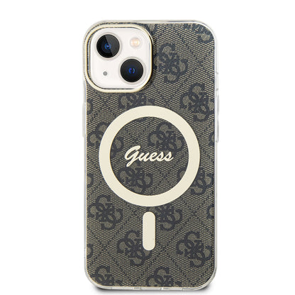 Husa MagSafe pentru Apple iPhone 15 Plus, Guess, IML 4G, Maro