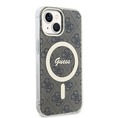 Husa MagSafe pentru Apple iPhone 15 Plus, Guess, IML 4G, Maro