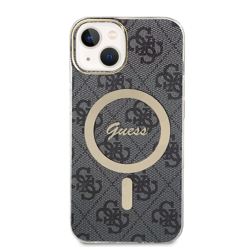 Husa MagSafe pentru Apple iPhone 15 Plus, Guess, IML 4G, Neagra