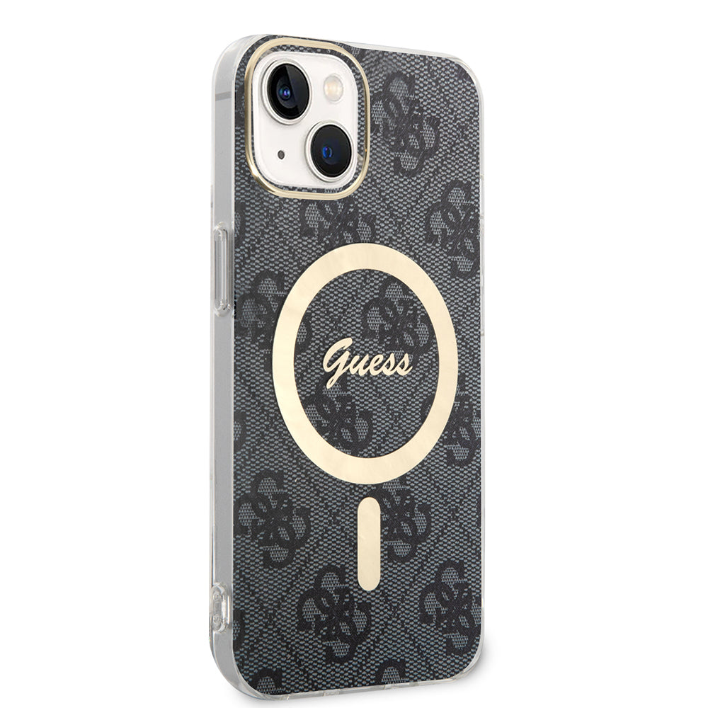 Husa MagSafe pentru Apple iPhone 15 Plus, Guess, IML 4G, Neagra