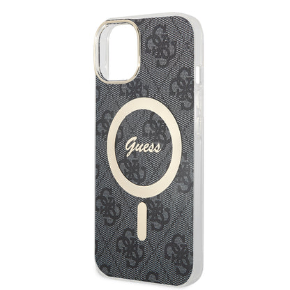 Husa MagSafe pentru Apple iPhone 15 Plus, Guess, IML 4G, Neagra