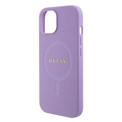 Husa MagSafe pentru Apple iPhone 15 Plus, Guess, Saffiano, Mov