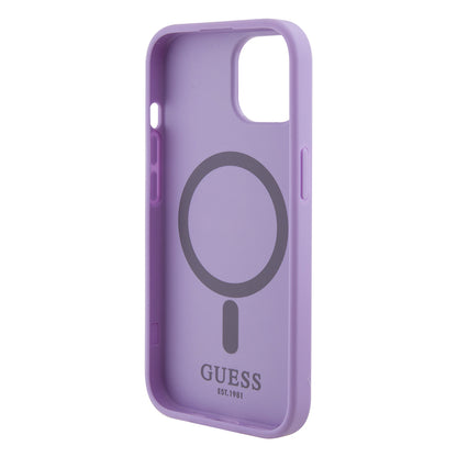 Husa MagSafe pentru Apple iPhone 15 Plus, Guess, Saffiano, Mov