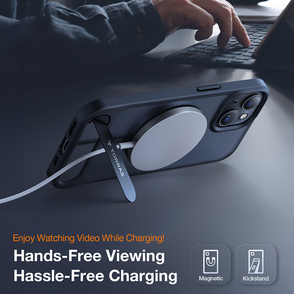 Husa MagSafe pentru Apple iPhone 15 Plus, Torras, Pstand, Neagra