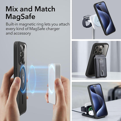 Husa MagSafe pentru Apple iPhone 15 Pro, ESR, Classic Hybrid, Neagra Transparenta