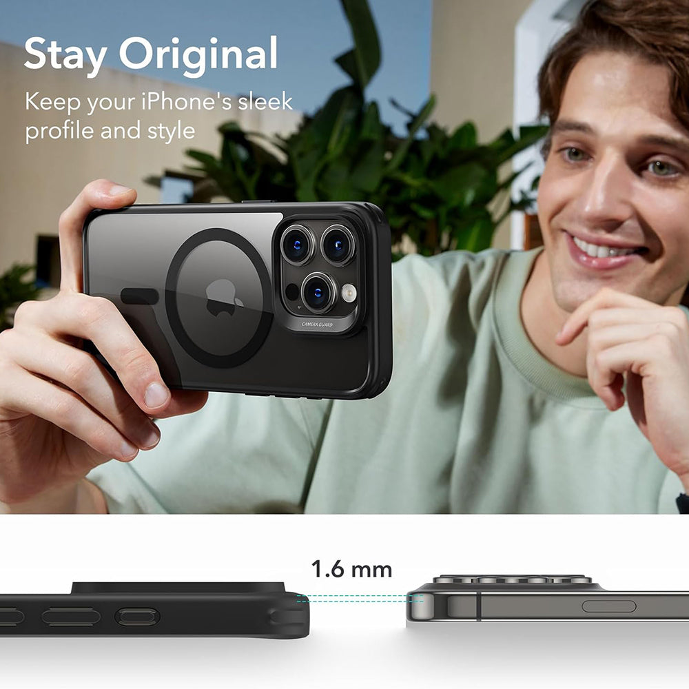 Husa MagSafe pentru Apple iPhone 15 Pro, ESR, Classic Hybrid, Neagra Transparenta