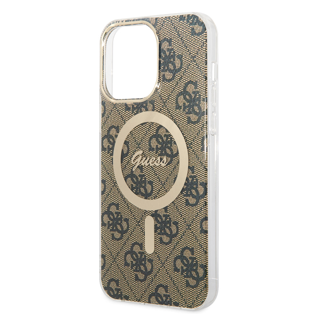 Husa MagSafe pentru Apple iPhone 15 Pro, Guess, 4G IML, Maro GUHMP15LH4STW