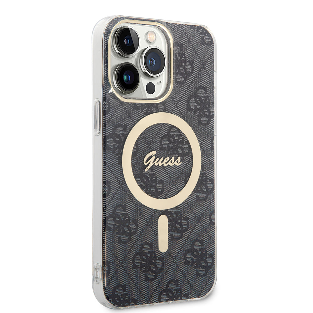 Husa MagSafe pentru Apple iPhone 15 Pro, Guess, 4G IML, Neagra GUHMP15LH4STK