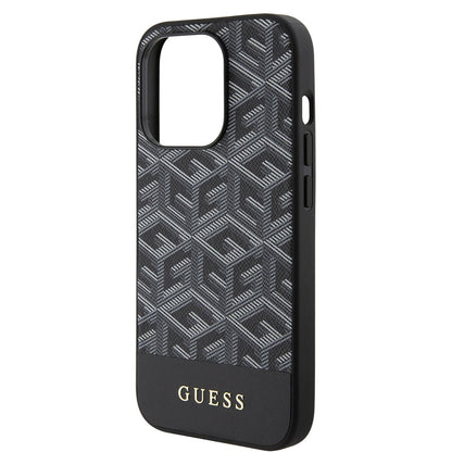 Husa MagSafe pentru Apple iPhone 15 Pro, Guess, GCube Stripes, Neagra