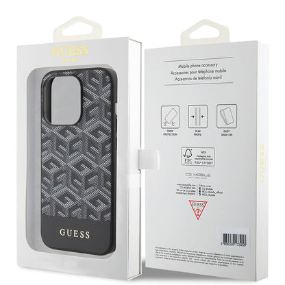 Husa MagSafe pentru Apple iPhone 15 Pro, Guess, GCube Stripes, Neagra