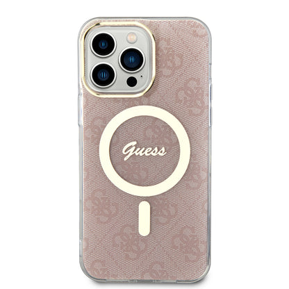 Husa MagSafe pentru Apple iPhone 15 Pro, Guess, IML 4G, Roz