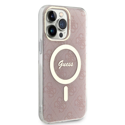 Husa MagSafe pentru Apple iPhone 15 Pro, Guess, IML 4G, Roz