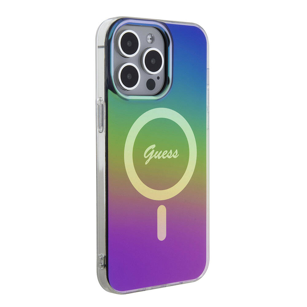 Husa MagSafe pentru Apple iPhone 15 Pro, Guess, IML Iridescent, Multicolor