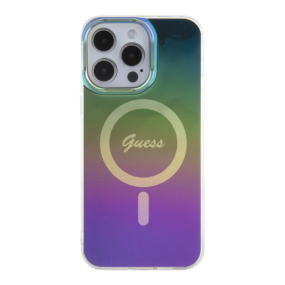 Husa MagSafe pentru Apple iPhone 15 Pro, Guess, IML Iridescent, Multicolor
