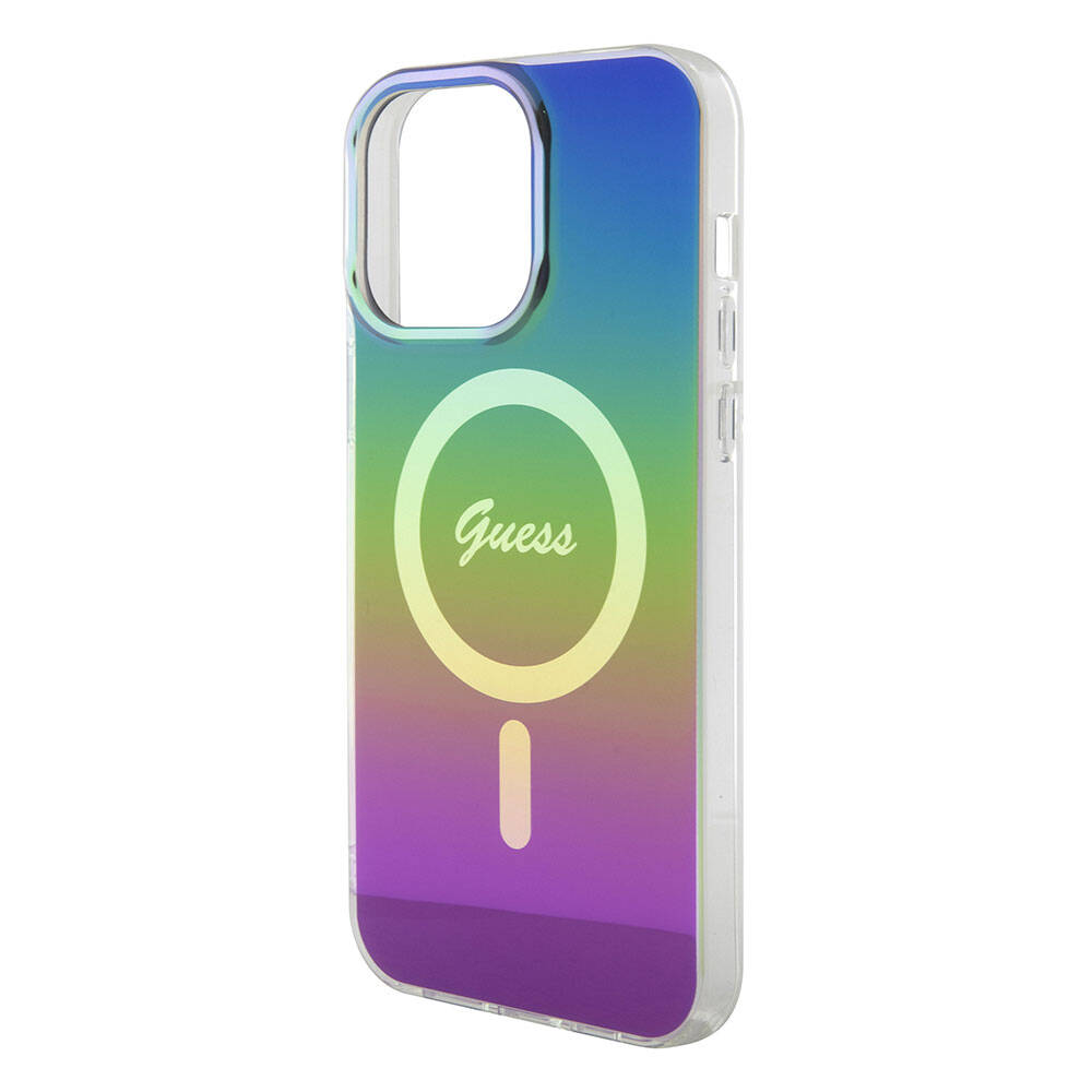 Husa MagSafe pentru Apple iPhone 15 Pro, Guess, IML Iridescent, Multicolor