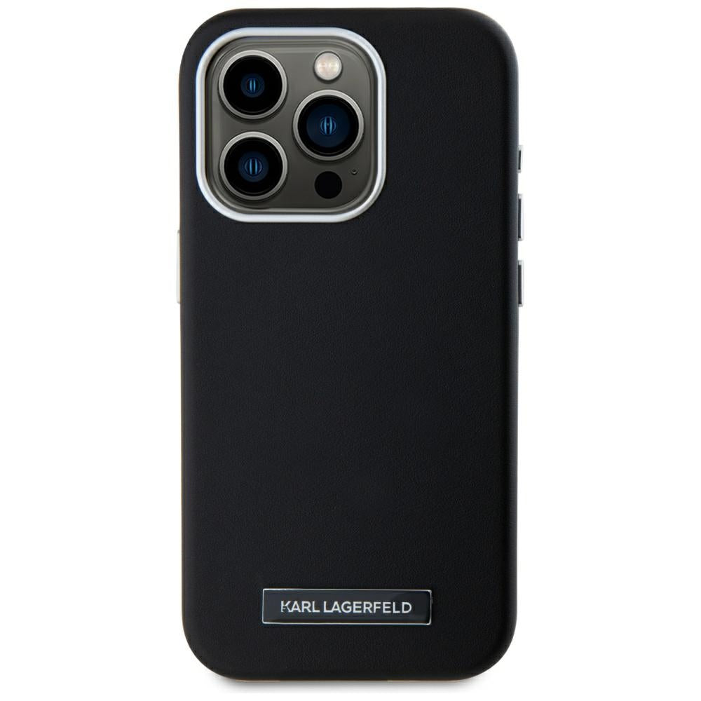 Husa MagSafe pentru Apple iPhone 15 Pro, Karl Lagerfeld, FW Metal Plate, Neagra