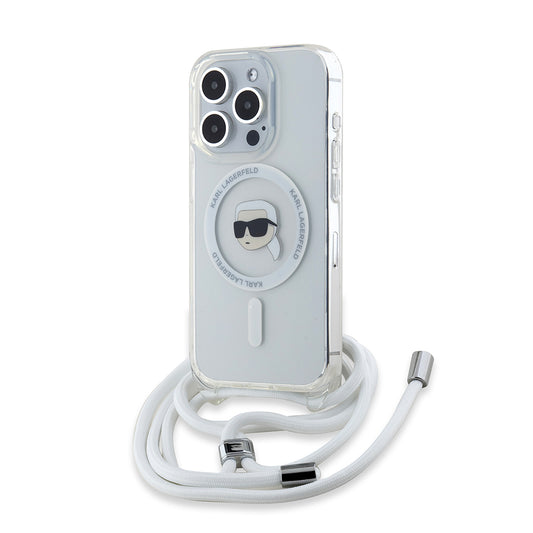 Husa MagSafe pentru Apple iPhone 15 Pro, Karl Lagerfeld, IML Crossbody Karl's Head, Transparenta