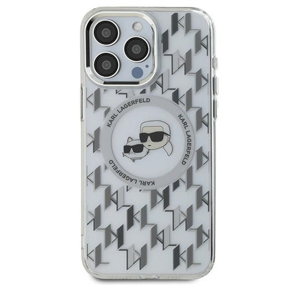 Husa MagSafe pentru Apple iPhone 15 Pro, Karl Lagerfeld, IML Monogram Karl & Choupette's Heads, Transparenta