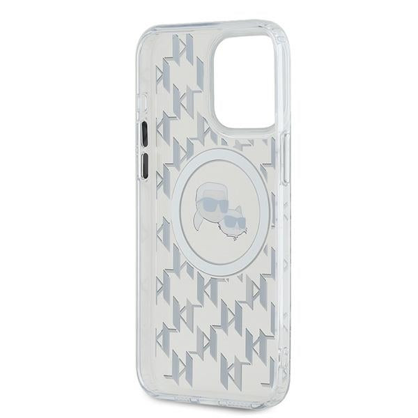 Husa MagSafe pentru Apple iPhone 15 Pro, Karl Lagerfeld, IML Monogram Karl & Choupette's Heads, Transparenta