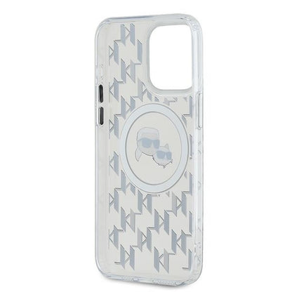 Husa MagSafe pentru Apple iPhone 15 Pro, Karl Lagerfeld, IML Monogram Karl & Choupette's Heads, Transparenta