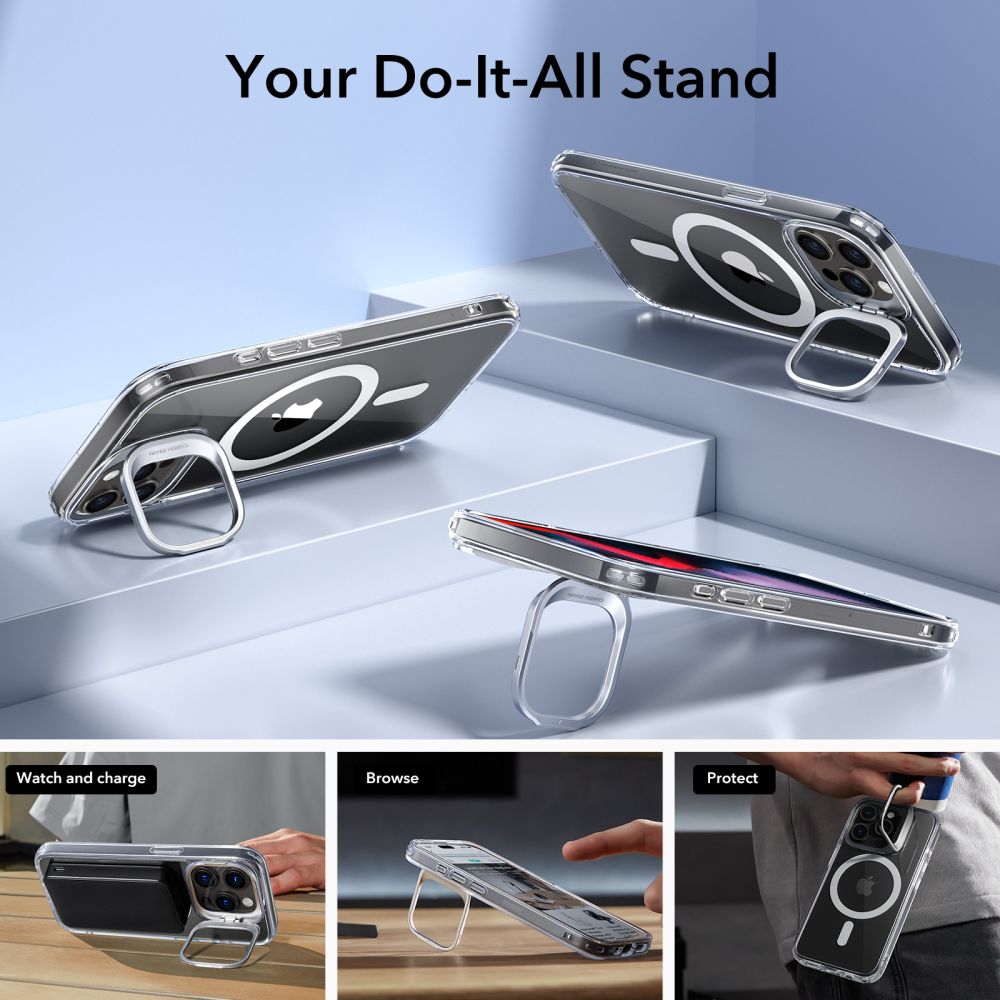 Husa MagSafe pentru Apple iPhone 15 Pro Max, ESR, Classic Hybrid Kickstand, Transparenta