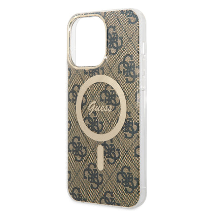 Husa MagSafe pentru Apple iPhone 15 Pro Max, Guess, 4G IML, Maro GUHMP15XH4STW