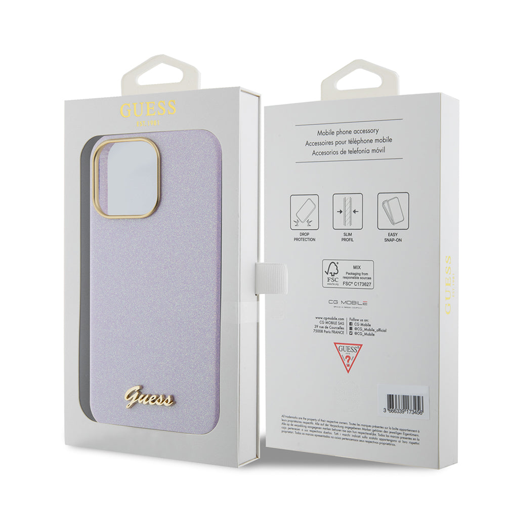 Husa MagSafe pentru Apple iPhone 15 Pro Max, Guess, Glitter Full Wrapped, Mov GUHCP15XPGMCSL