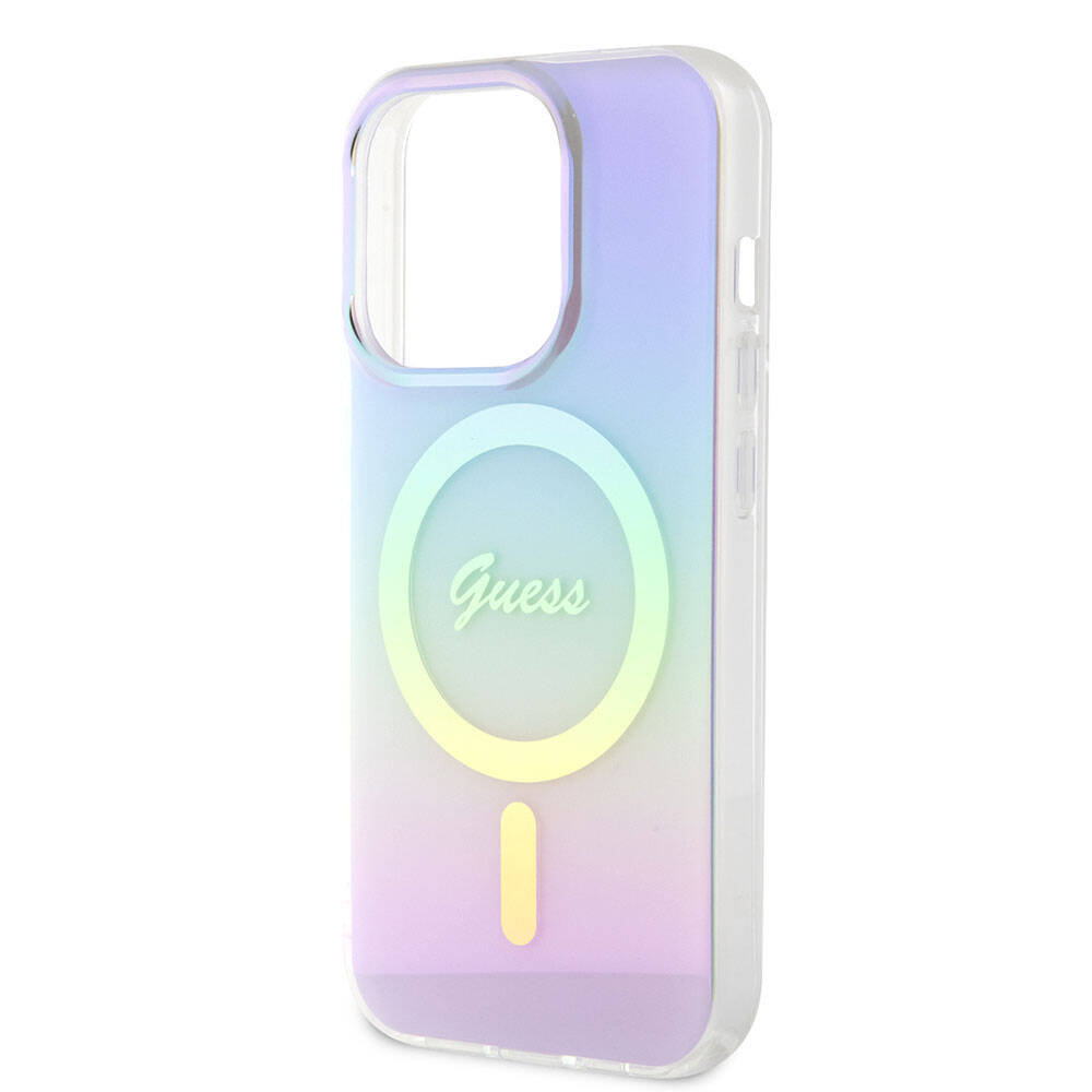 Husa MagSafe pentru Apple iPhone 15 Pro Max, Guess, IML Iridescent, Mov