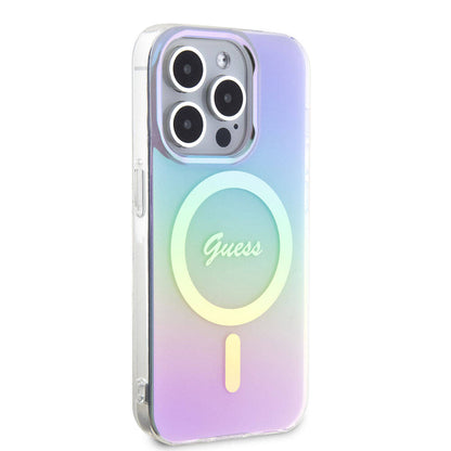 Husa MagSafe pentru Apple iPhone 15 Pro Max, Guess, IML Iridescent, Mov