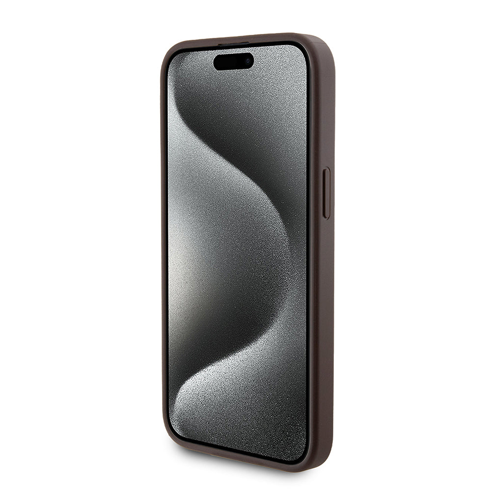 Husa MagSafe pentru Apple iPhone 15 Pro Max, Guess, Powerbank 4G Metal Logo, Maro