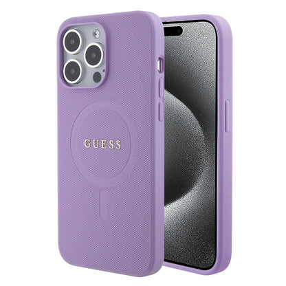 Husa MagSafe pentru Apple iPhone 15 Pro Max, Guess, Saffiano, Mov