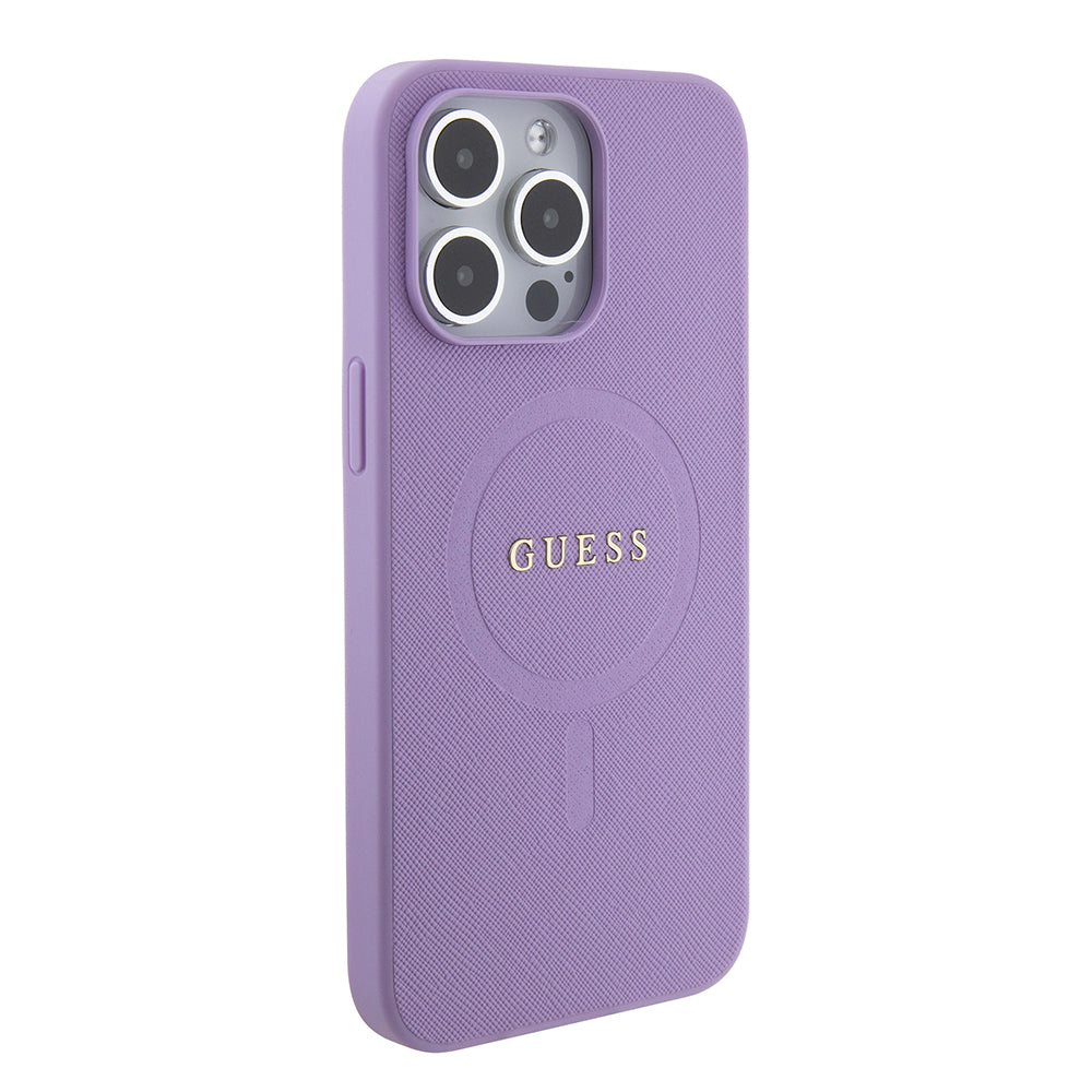 Husa MagSafe pentru Apple iPhone 15 Pro Max, Guess, Saffiano, Mov