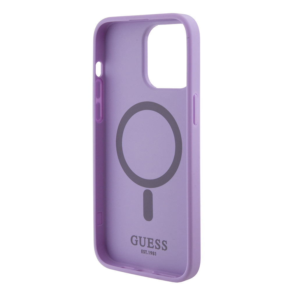Husa MagSafe pentru Apple iPhone 15 Pro Max, Guess, Saffiano, Mov