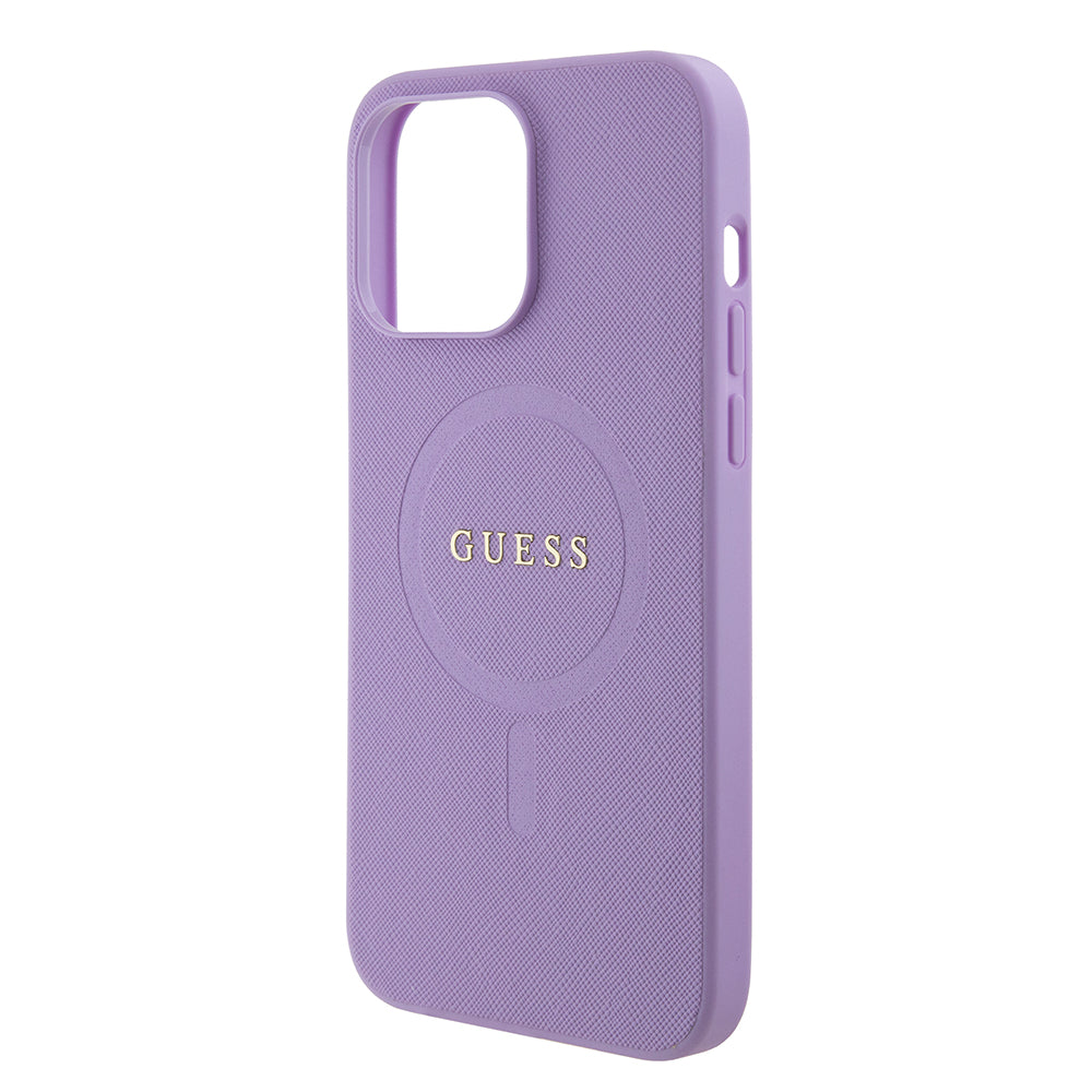 Husa MagSafe pentru Apple iPhone 15 Pro Max, Guess, Saffiano, Mov
