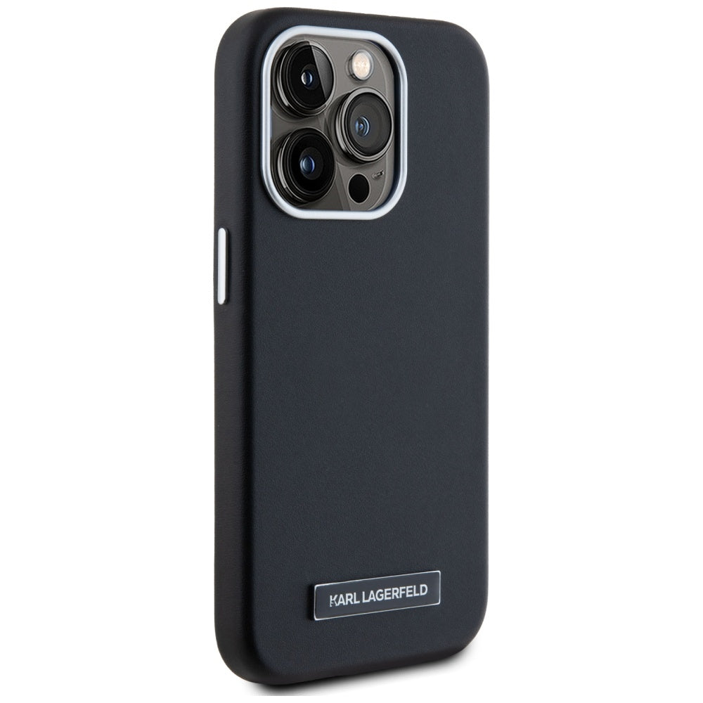 Husa MagSafe pentru Apple iPhone 15 Pro Max, Karl Lagerfeld, FW Metal Plate, Neagra