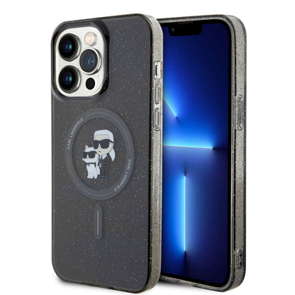 Husa MagSafe pentru Apple iPhone 15 Pro Max, Karl Lagerfeld, Glitter, Neagra