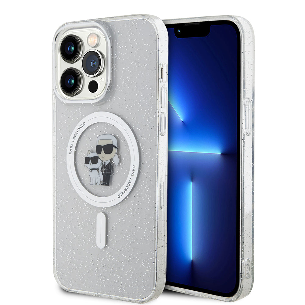 Husa MagSafe pentru Apple iPhone 15 Pro Max, Karl Lagerfeld, Glitter, Transparenta