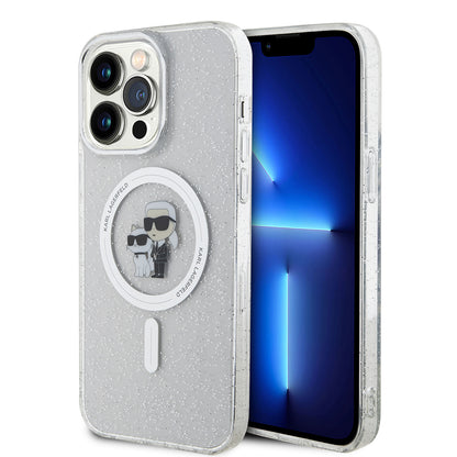 Husa MagSafe pentru Apple iPhone 15 Pro Max, Karl Lagerfeld, Glitter, Transparenta