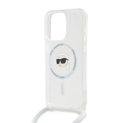 Husa MagSafe pentru Apple iPhone 15 Pro Max, Karl Lagerfeld, IML Crossbody Karl's Head, Transparenta
