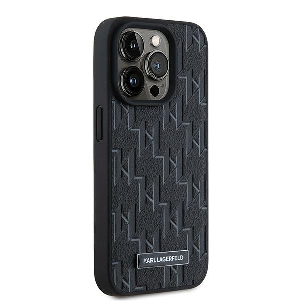 Husa MagSafe pentru Apple iPhone 15 Pro Max, Karl Lagerfeld, Monogram Metal Logo, Neagra