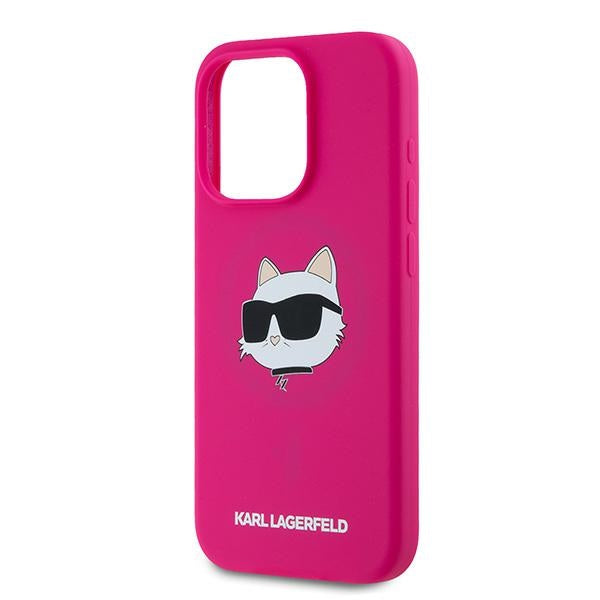 Husa MagSafe pentru Apple iPhone 15 Pro Max, Karl Lagerfeld, Silicone Choupette's Head, Fucsia