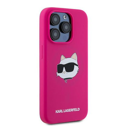 Husa MagSafe pentru Apple iPhone 15 Pro Max, Karl Lagerfeld, Silicone Choupette's Head, Fucsia