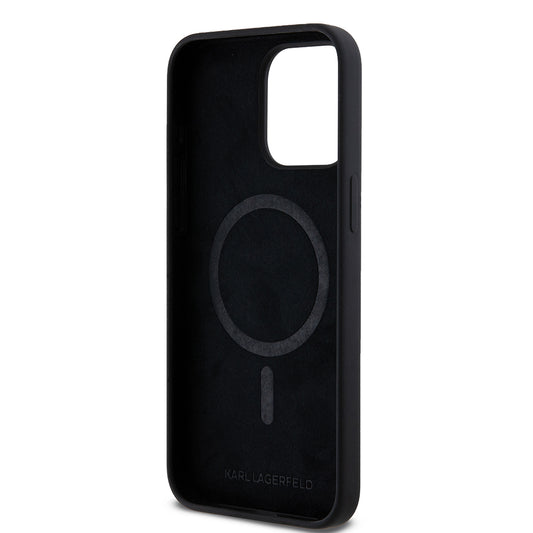 Husa MagSafe pentru Apple iPhone 15 Pro Max, Karl Lagerfeld, Silicone Choupette's Head, Neagra