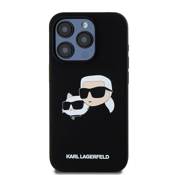 Husa MagSafe pentru Apple iPhone 15 Pro Max, Karl Lagerfeld, Silicone Karl & Choupette, Neagra