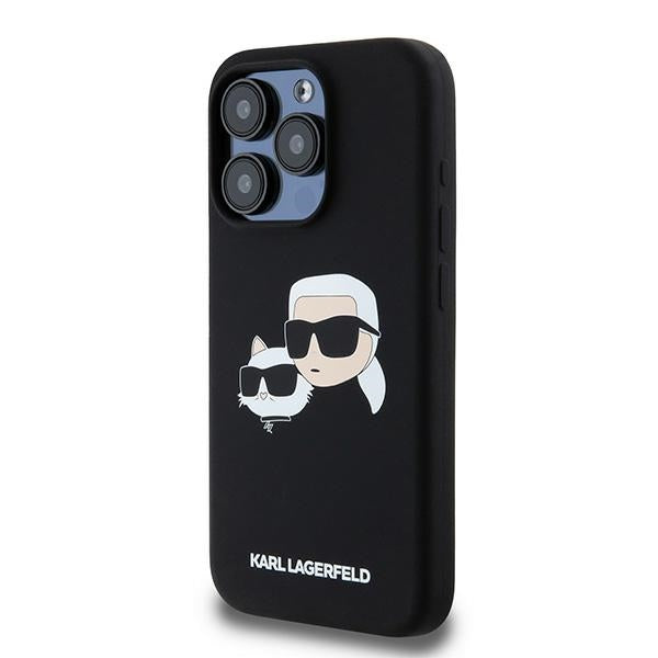 Husa MagSafe pentru Apple iPhone 15 Pro Max, Karl Lagerfeld, Silicone Karl & Choupette, Neagra