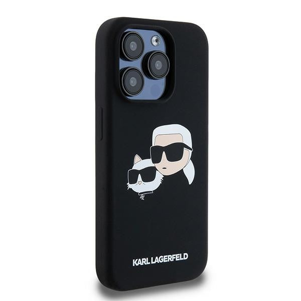 Husa MagSafe pentru Apple iPhone 15 Pro Max, Karl Lagerfeld, Silicone Karl & Choupette, Neagra