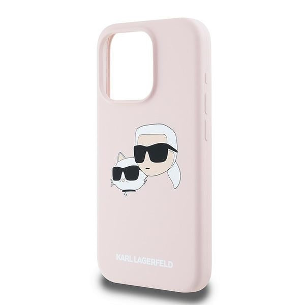 Husa MagSafe pentru Apple iPhone 15 Pro Max, Karl Lagerfeld, Silicone Karl & Choupette, Roz