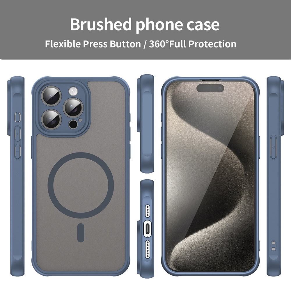 Husa MagSafe pentru Apple iPhone 15 Pro Max, Techsuit, HaloFrost II, Bleumarin