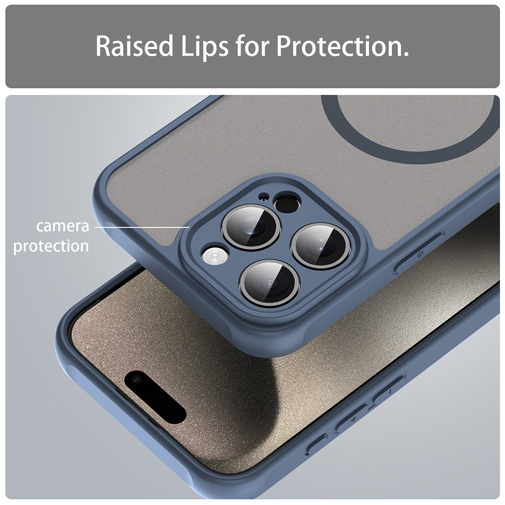 Husa MagSafe pentru Apple iPhone 15 Pro Max, Techsuit, HaloFrost II, Bleumarin