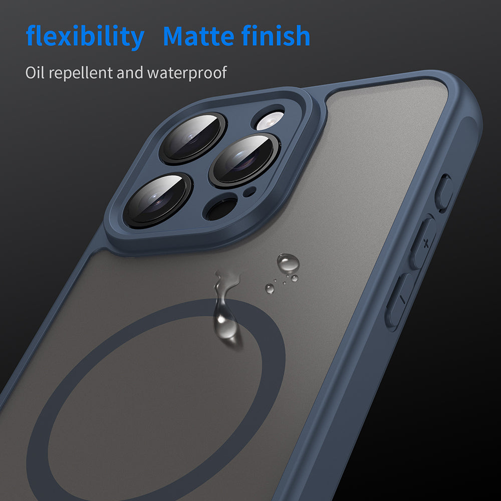 Husa MagSafe pentru Apple iPhone 15 Pro Max, Techsuit, HaloFrost II, Bleumarin